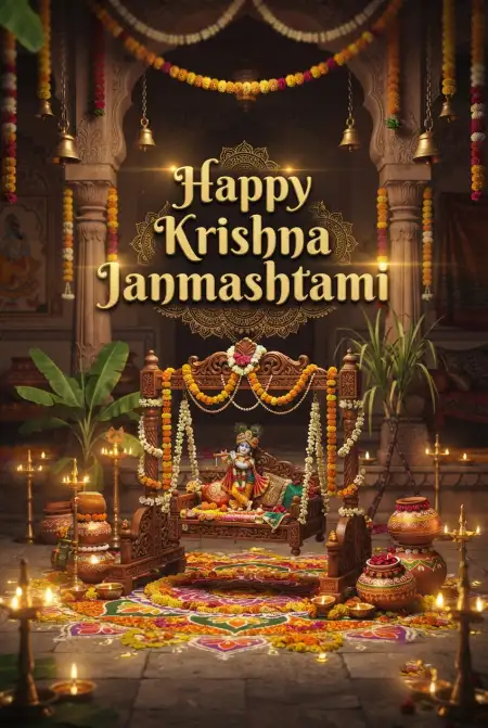 Happy Krishna Janmashtami Greetings With Spiritual Blessings - Free Happy Krishna Janmashtami Greetings Download