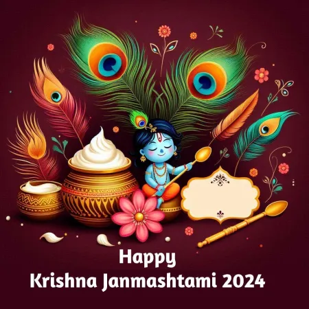Happy Krishna Janmashtami Images With Flute And Child Krishna Download - Free Related Ppy Krishna Janmashtami Image