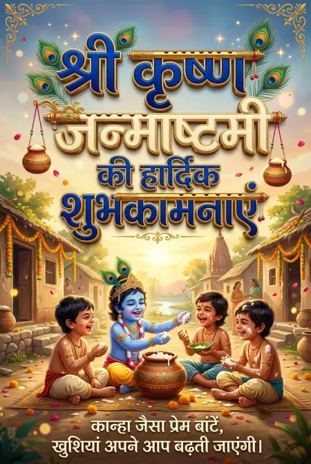 Free Happy Krishna Janmashtami Ki Hardik Shubhkamnaye In Hindi Image Download