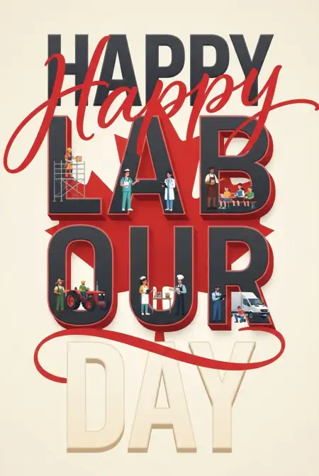 Happy Labour Day Canada 2026 Typography Png - Free Happy Labour Day Canada 2026 Download