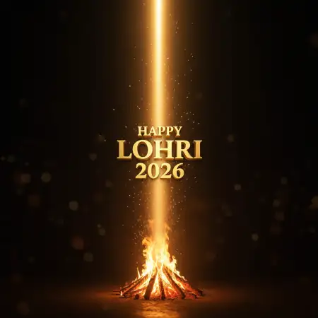 Free Happy Lohri 2026 Golden Bonfire Theme Background Download