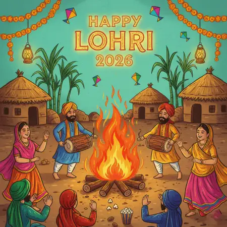 Happy Lohri 2026 New Year Harvest Wishes - Free Happy Lohri 2026 Wishes Download