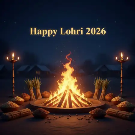 Happy Lohri 2026 Wishes Banner Design - Free Happy Lohri 2026 Wishes Download