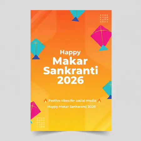 Free Happy Makar Sankranti 2026 Wishes Reel Cover Design Background Download