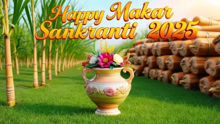 Happy Makar Sankranti Wishes 2025 With Sugarcane Background - Free Background Download
