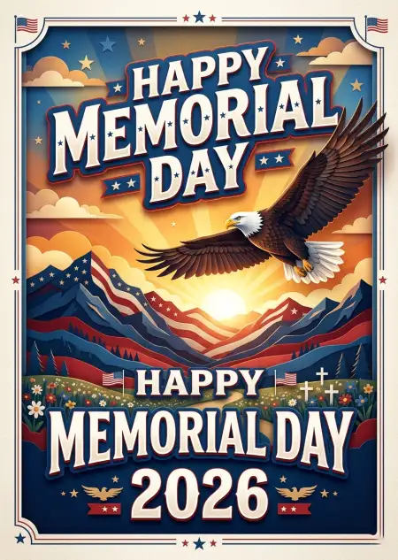 Happy Memorial Day 2026 Modern Patriotic Posters - Free Happy Memorial Day 2026 Download