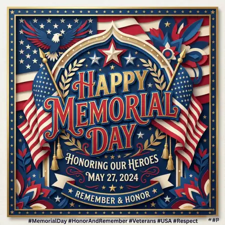 Happy Memorial Day 2026 Remembrance Vector Art - Free Happy Memorial Day 2026 Download