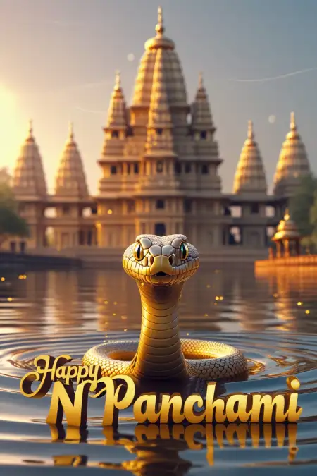 Happy Nag Panchami With Temple Background - Free Happy Nag Panchami Download