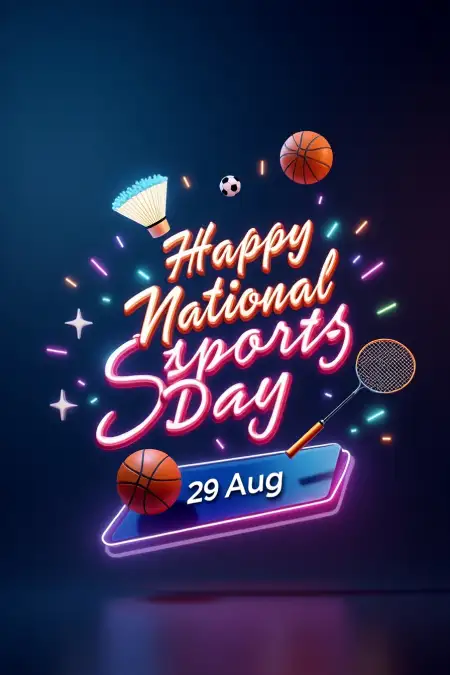 Happy National Sports Day Sports Banner PNG - Free Banner Download