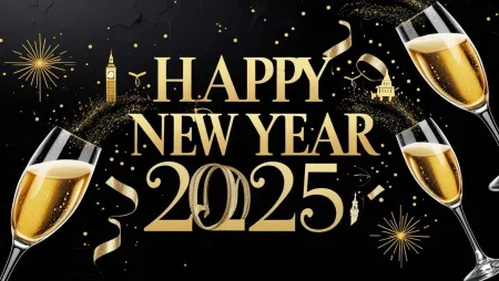 Happy New Year 2025 Wish With Champagne Background - Free Background Download