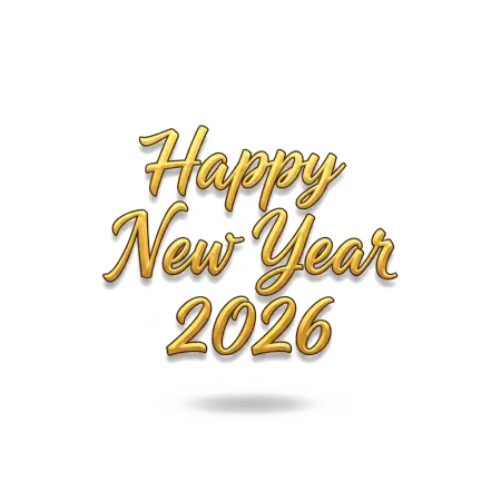 Free Happy New Year 2026 Celebration Text Png PNG Image Download