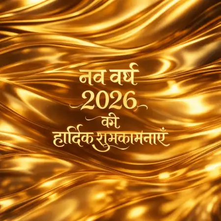 Happy New Year 2026 Hindi Golden Text Design - Free Happy New Year Download