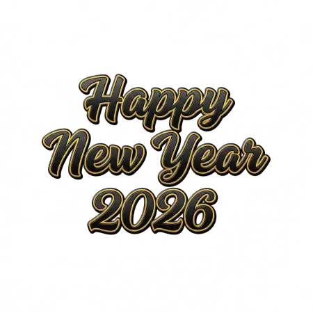 Free Happy New Year 2026 Png Calligraphy Text PNG Image Download