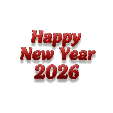 Free Happy New Year 2026 Png Text Bold Calligraphy PNG Image Download