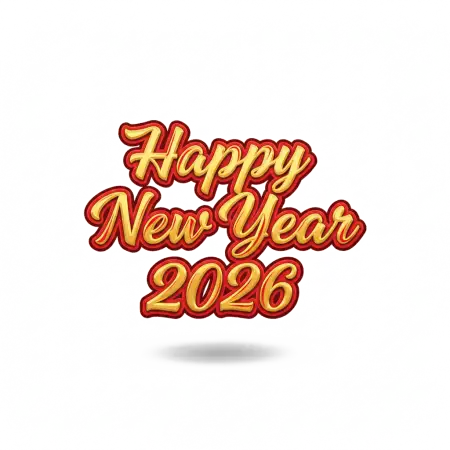 Free Happy New Year 2026 Png Text For Hoarding PNG Image Download
