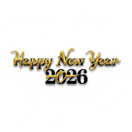 Free Happy New Year 2026 Stylish Font Png PNG Image Download