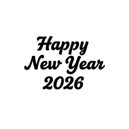 Free Happy New Year 2026 Typography Png PNG Image Download