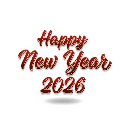 Free Happy New Year 2026 White Text Png PNG Image Download
