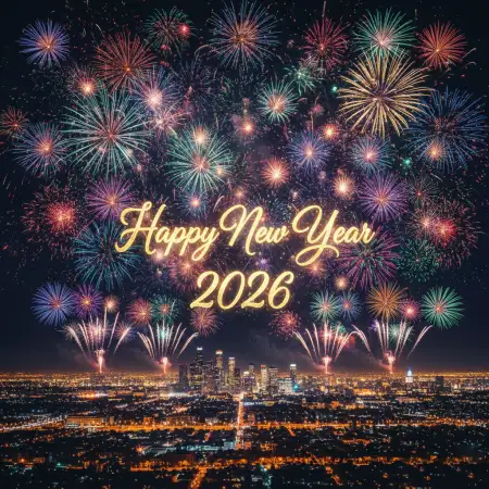Free Happy New Year 2026 Wishes Fireworks Background Download