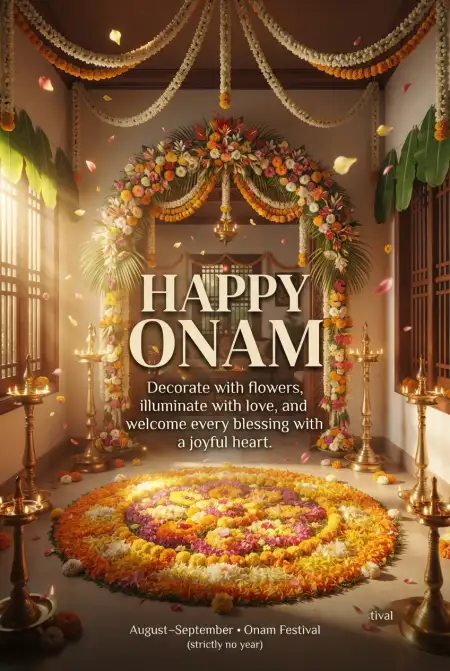 Happy Onam 2026 Flower Pookalam Images - Free Happy Onam 2026 Download