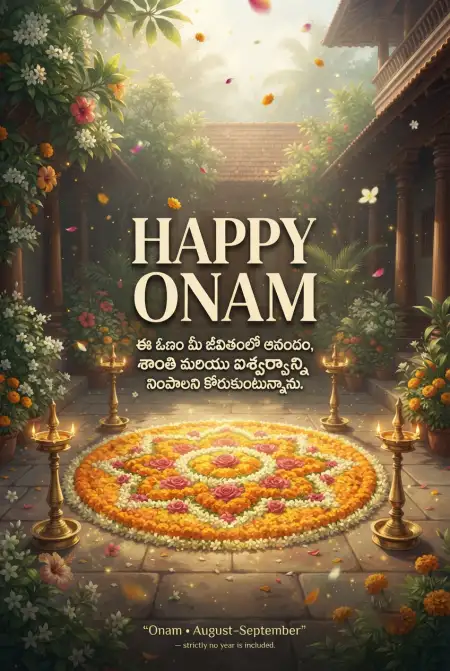 Happy Onam 2026 Kannada Wishes - Free Happy Onam 2026 Download