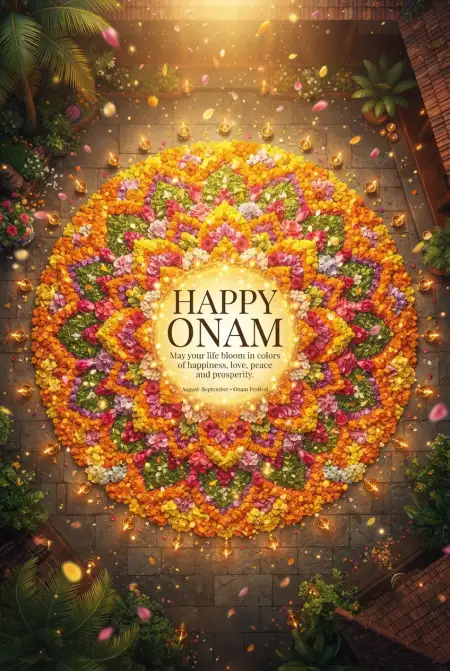 Happy Onam 2026 Pookalam Image - Free Happy Onam 2026 Download