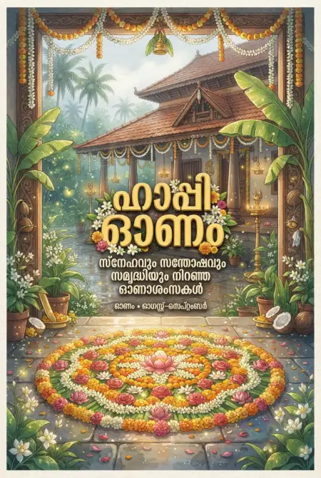 Happy Onam 2026 Thiruvonam Greetings - Free Happy Onam 2026 Download