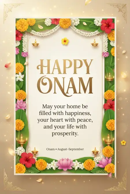 Happy Onam 2026 Unique Greeting Messages - Free Happy Onam 2026 Download