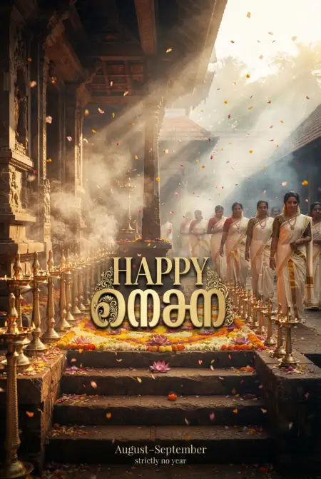 Happy Onam 2026 Wishes Poster Template - Free Happy Onam 2026 Download