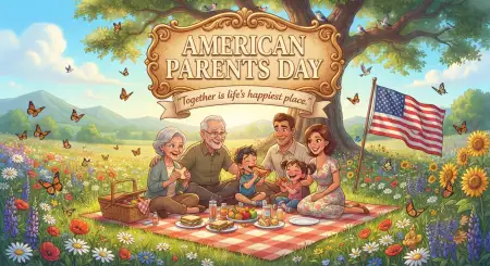 Happy Parents Day American Family Illustration - Free American Parents Day 2026 Download