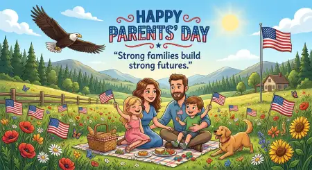 Happy Parents Day Cartoon Family Wallpaper - Free American Parents Day 2026 Download