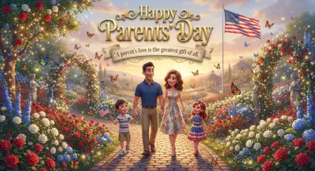 Happy Parents Day Cute Cartoon Parents - Free American Parents Day 2026 Download