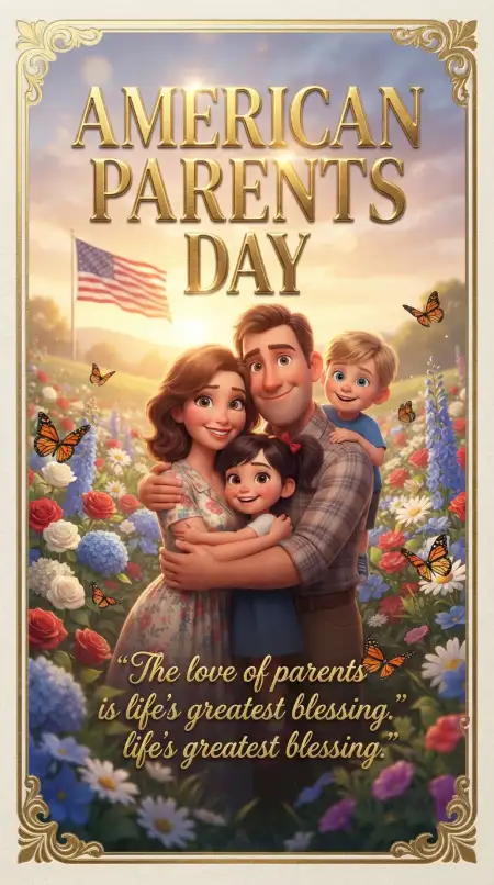 Happy Parents Day Disney Pixar Style Image - Free American Parents Day 2026 Download