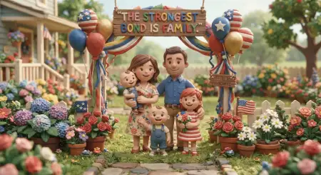 Happy Parents Day Pixar Inspired Family Artwork - Free American Parents Day 2026 Download