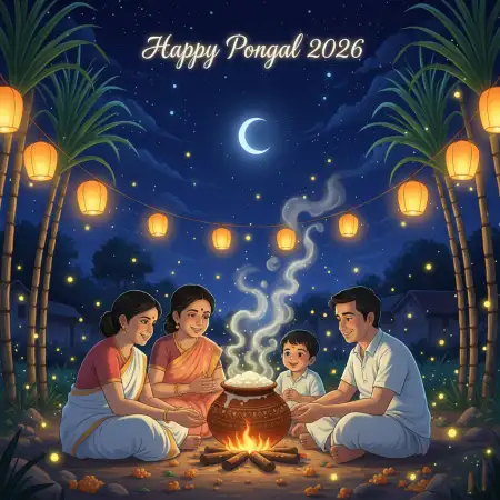 Free Happy Pongal Wishes 2026 Tamil Font Greeting Card Background Download
