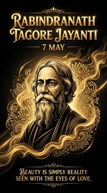 Happy Rabindranath Tagore Jayanti Elegant Poster - Free Rabindranath Tagore Jayanti Download