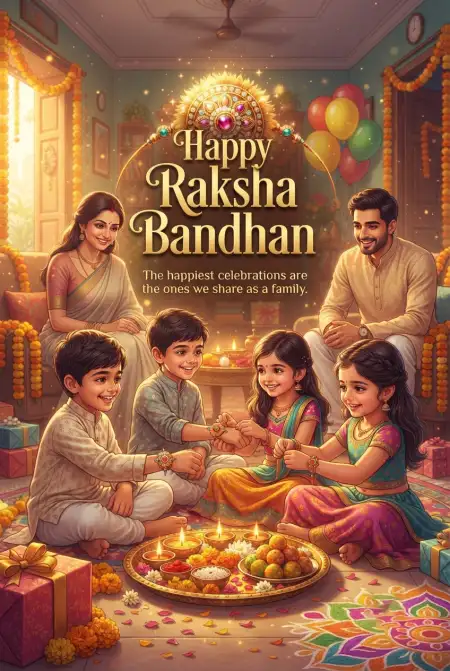 Happy Rakhi 2026 Social Media Post With Siblings - Free Happy Raksha Bandhan Wishes 2026 Download