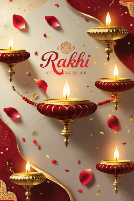 Happy Rakhi Banner Background With Diya And Rakhi - Free Happy Rakhi Banner Background Download