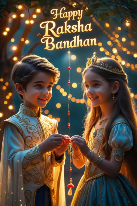 Happy Rakhi Greeting For Baby Brother And Sister - Free Happy Raksha Bandhan Wishes For Children Download