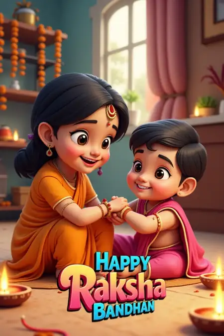 Happy Raksha Bandhan Kids Wallpaper With Wishes - Free Happy Raksha Bandhan Wishes For Children Download