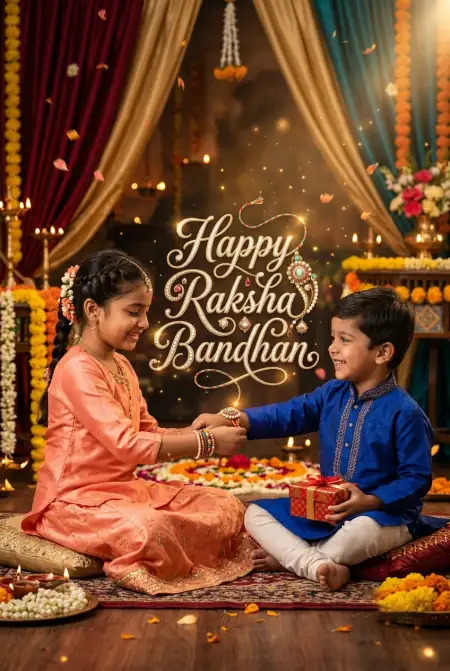 Free Happy Raksha Bandhan Wishes For Baby Brother Image Download