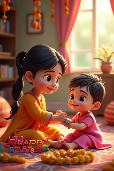 Happy Raksha Bandhan Wishes For Cousins In Childhood - Free Happy Raksha Bandhan Wishes For Children Download