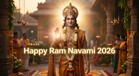 Free Happy Ram Navami 2026 Images With Lord Rama Blessing Pose Background Image Download