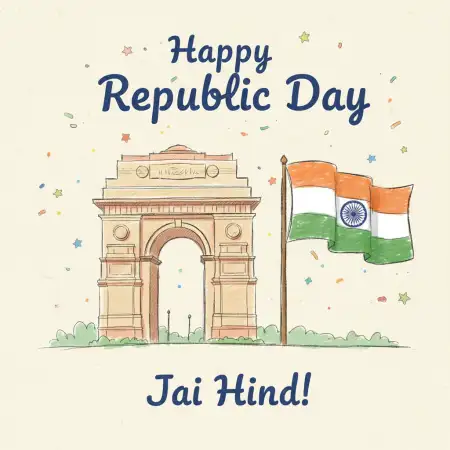Happy Republic Day Banner Hindi Text - Free Happy Republic Day Download