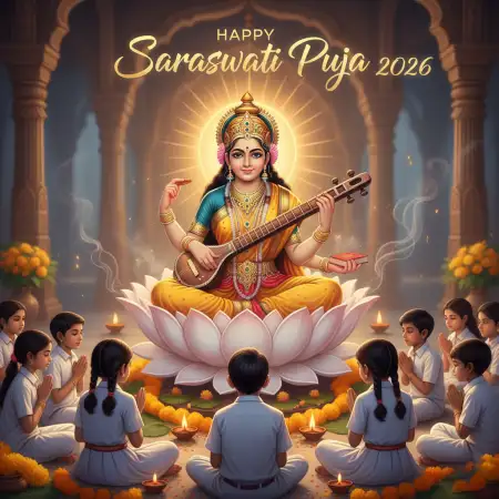 Free Happy Saraswati Puja 2026 Hindu Festival Poster Background Download