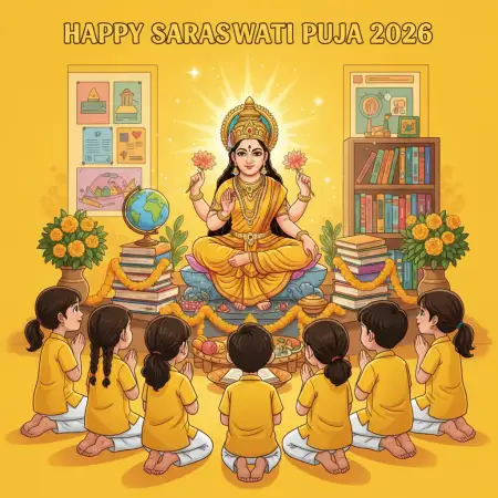happy saraswati puja 2026 school poster