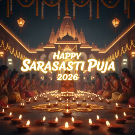 Free Happy Saraswati Puja 2026 Social Media Post Background Download