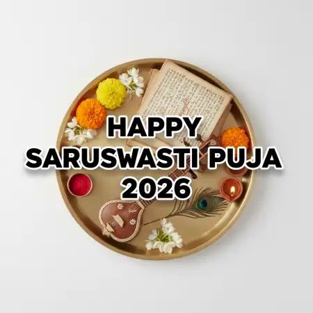 Free Happy Saraswati Puja 2026 Text Png Background Download