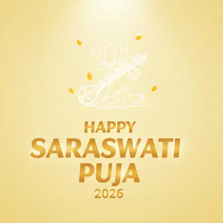 Free Happy Saraswati Puja 2026 Traditional Design Background Download