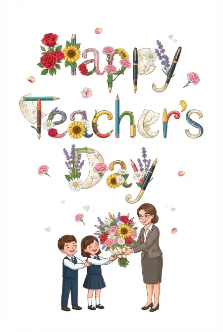 Happy Teachers Day Wishes With Flowers - Free Teachers Day Wishes Download